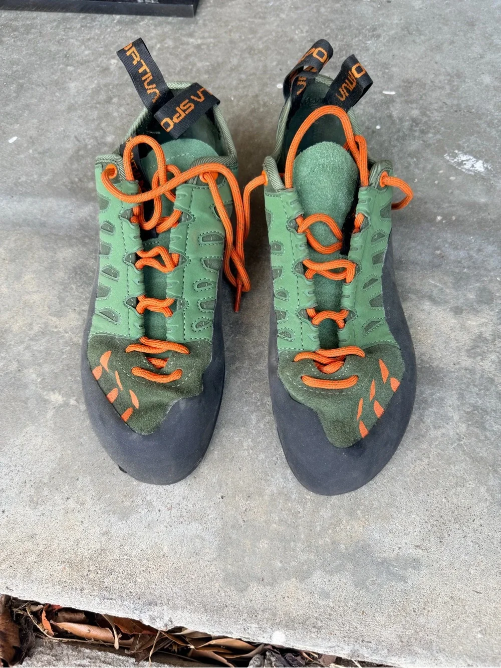 La Sportiva Green and Orange Men's Climbing Shoes